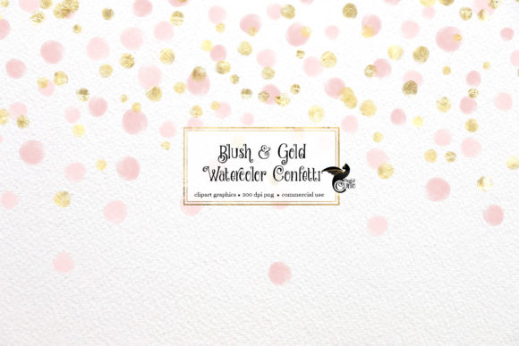 Blush and Gold Watercolor Confetti Illustrations