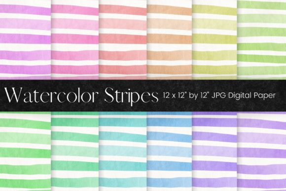 Colorful Stripe Watercolor Digital Paper