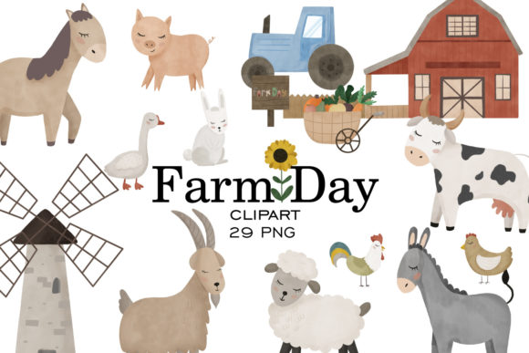Farm Clipart, Watercolor Farm, Farm PNG