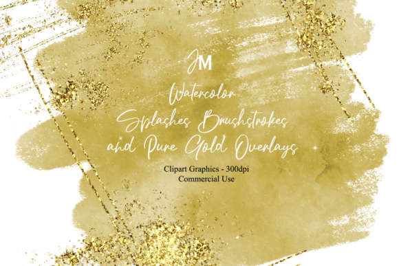 Golden Watercolor Splash Gold Overlay and Illustrations