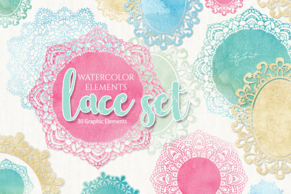 Pastel Lace Set - Watercolor Clipart