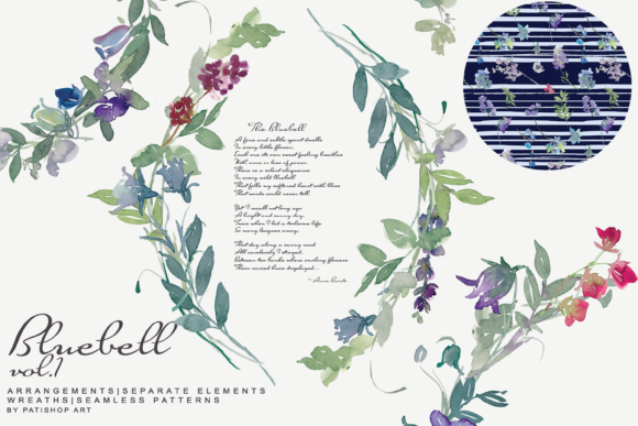 Watercolor Bluebell Huge Set Vol.1 Illustrations