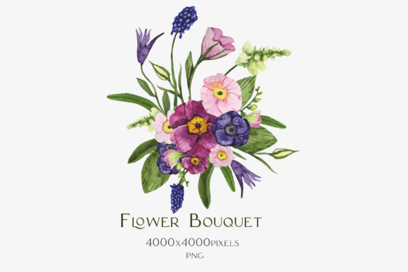 Watercolor Bouquet of Spring Flowers Illustrations