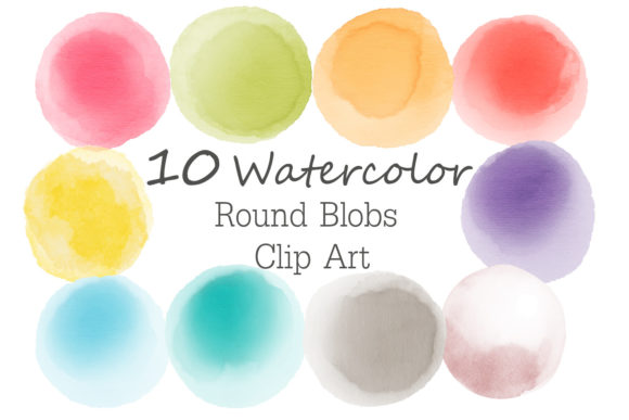 Watercolor Circles Blobs Clipart and Freebies