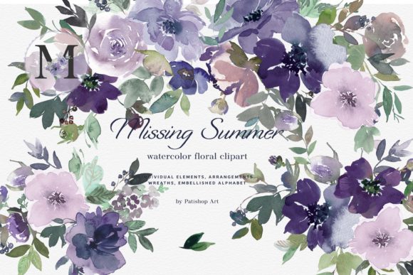 Watercolor Floral Clipart Huge Set for Illustrations