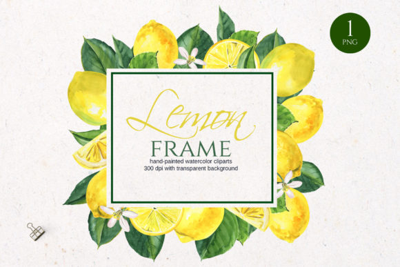 Watercolor Lemon Frame Clipart and Illustrations