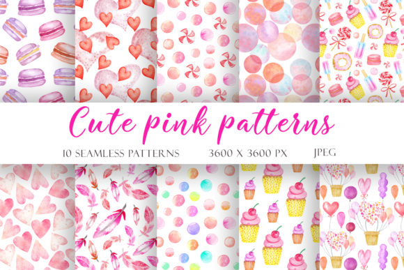 Watercolor Seamless Patterns Valentine s and Illustrations