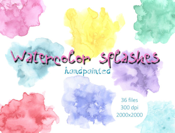Watercolor Splashes Clipart and Illustrations