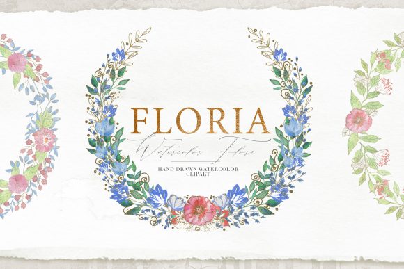 Watercolor Spring Flowers Set