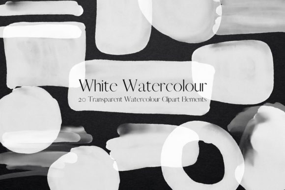 White Watercolour Brushstrokes Clipart & Illustrations